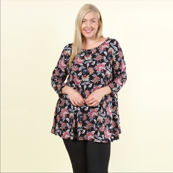 Tops - Just in!!! Multi-Floral A-Line Tunic